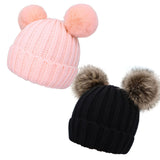 Kids Knit Beanie Hat Pom Pom Toddler Winter Hat