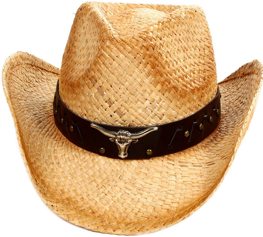 Bee Cool Straw Cowboy Hat Loose Weave Feathers Size 7 1/8 Western Mens Rodeo