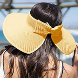 Women Roll Up Foldable Wide Brim Sun Visor Straw Hat